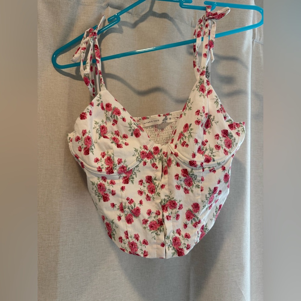 Altar'd State Red Floral Crop Top